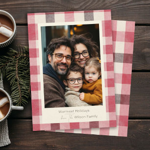 Cartes Pour Fêtes Annuelles Bright Plaid Cosy Chaleureux Photo De Famille