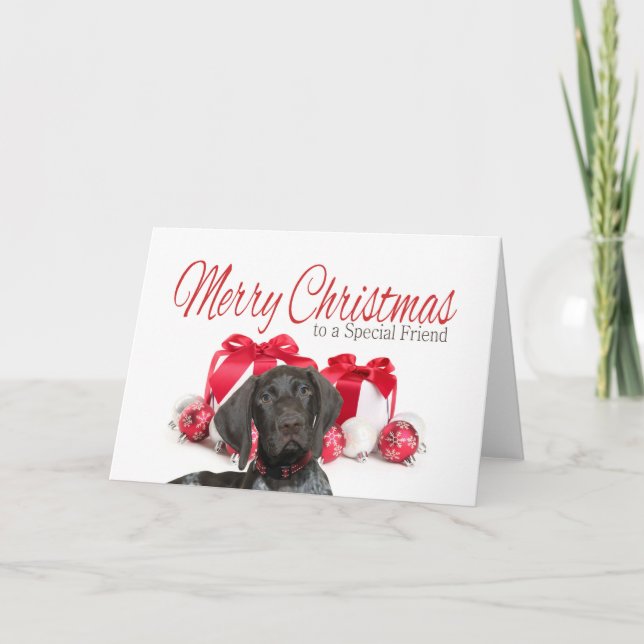 Cartes Pour Fêtes Annuelles Brillant Grizzly spécial ami Joyeux Noël (Devant)