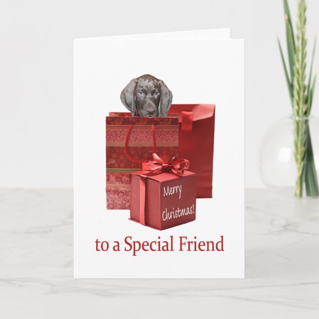 Cartes Pour Fêtes Annuelles Brillant Grizzly spécial ami Joyeux Noël (Devant)