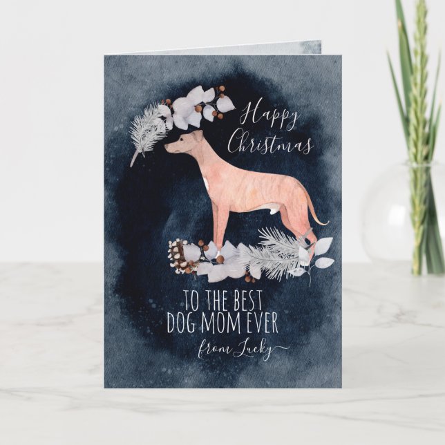 Cartes Pour Fêtes Annuelles Brindle personnalisées Greyhound Lurcher Noël (Devant)