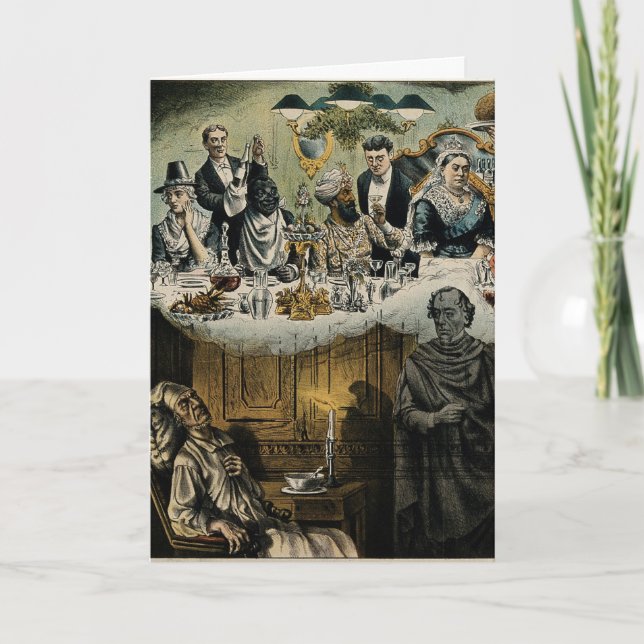 Cartes Pour Fêtes Annuelles British Scrooge Queen Victoria Dîner de Noël (Devant)