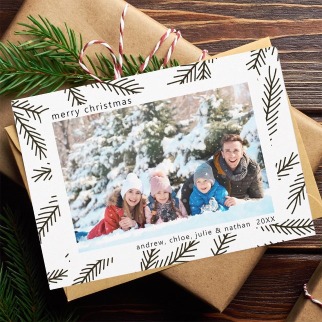 Cartes Pour Fêtes Annuelles Brochure de pin rustique Photo de Noël (Créateur téléchargé)