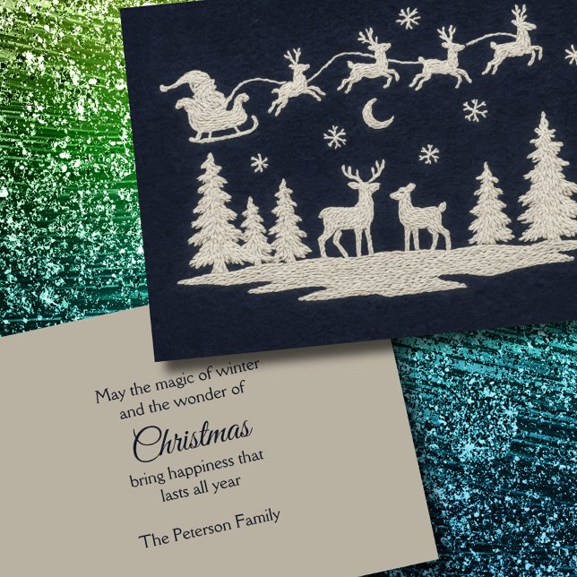 Cartes Pour Fêtes Annuelles Broderie Animaux de la forêt de Noël Père Noël Sle (Créateur téléchargé)