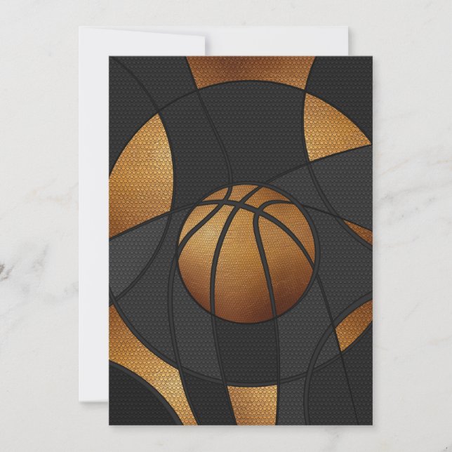 Cartes Pour Fêtes Annuelles Bronze Basketball Art Abstrait (Devant)