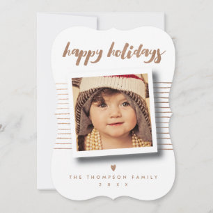 Cartes Pour Fêtes Annuelles Bronze Joyeuses Vacances Script Photo de Noël
