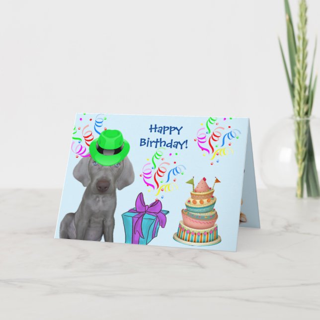 Cartes Pour Fêtes Annuelles Brooklyn the Weimaraner's Birthday Blast in Blue (Devant)