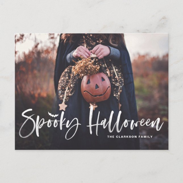 Cartes Pour Fêtes Annuelles Brosse blanche superposer l'Halloween Éffrayant (Devant)
