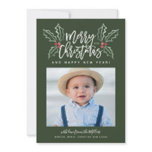 Brosse Chalky Script Hollies de Noël Photo Green