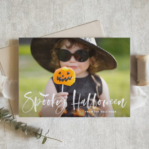 Cartes Pour Fêtes Annuelles Brosse d'Halloween Éffrayant blanc superposition