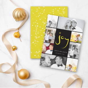 Cartes Pour Fêtes Annuelles Brossé Joy Calligraphie Star Lemon 6 Photo Collage