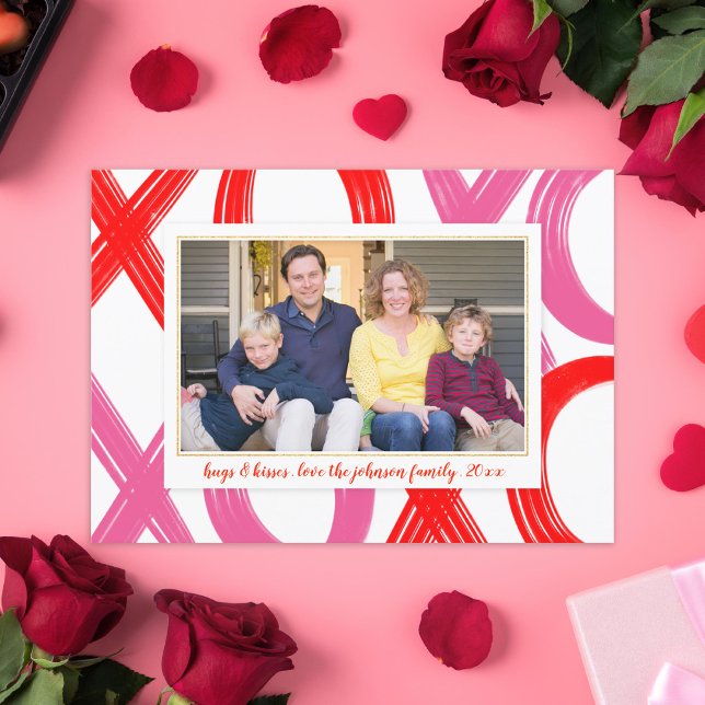 Cartes Pour Fêtes Annuelles Brossé Lettres XOXO Hugs et baisers Valentine (Créateur téléchargé)