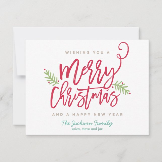 Cartes Pour Fêtes Annuelles Brosse moderne Script brillant Noël Non photo (Devant)