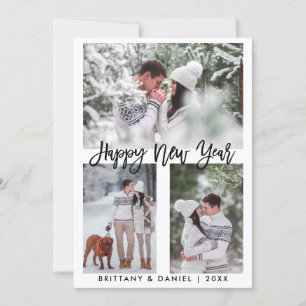 Cartes Pour Fêtes Annuelles Brosse moderne Script photo Bonne année