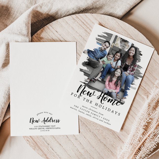 Cartes Pour Fêtes Annuelles Brossé Nouvelle Maison Pour Les Fêtes Photo (Créateur téléchargé)