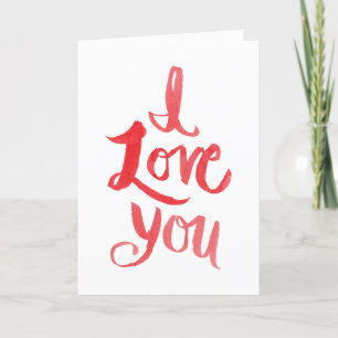 Cartes Pour Fêtes Annuelles Brosse rouge Lettres Je T'Aime