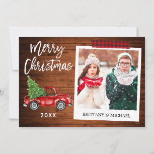 Cartes Pour Fêtes Annuelles Brosse Script Camion Bois Instantané Photo Craft B