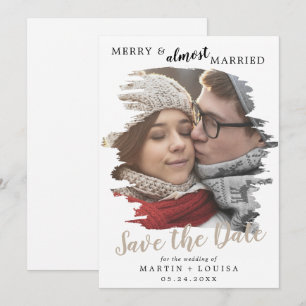 Cartes Pour Fêtes Annuelles Brossé Tan Joyeux et presque marié Enregistrer la 