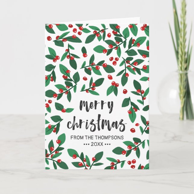 Cartes Pour Fêtes Annuelles Brosses de Noël Rouge Joyeux Noël (Devant)