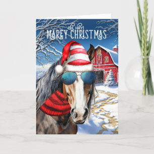 Cartes Pour Fêtes Annuelles Brouillon de la baie Cheval drôle MAREy Noël