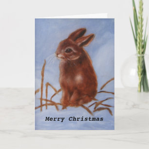 Cartes Pour Fêtes Annuelles Brown Bunny In The Snow