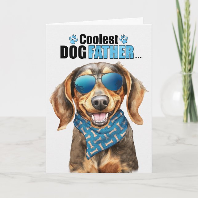 Cartes Pour Fêtes Annuelles Brown Dachshund Chien Coolest Papa Fête des pères (Devant)