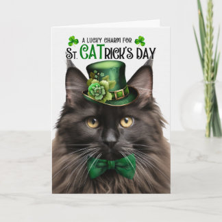 Cartes Pour Fêtes Annuelles Brown Maine Coon chat de la St CATrick's Day Lucky