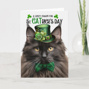 Cartes Pour Fêtes Annuelles Brown Maine Coon St CATrick's Day Lucky Charm