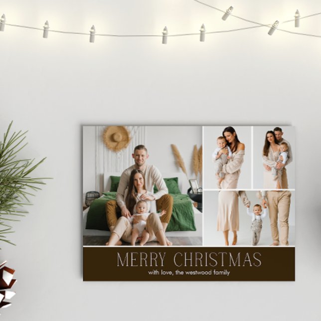 Cartes Pour Fêtes Annuelles BROWN Noël Elegant 4 Collage Message photo (Créateur téléchargé)