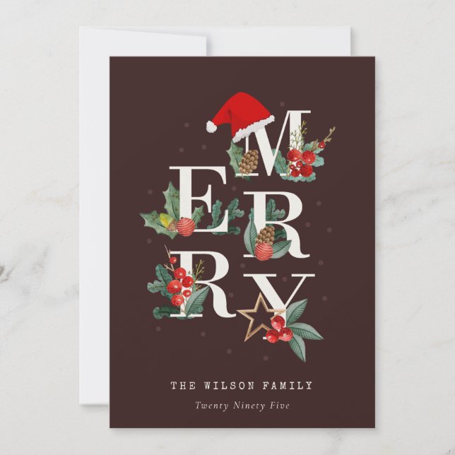 Cartes Pour Fêtes Annuelles Brown Red Green White Joyeux Noël Folio (Devant)