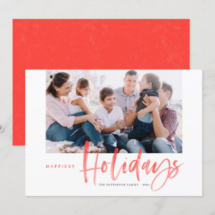 Cartes Pour Fêtes Annuelles Brush Calligraphy Red Happest Holidays Photo