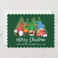 Brush Script Gnomes Feux de Noël Vert