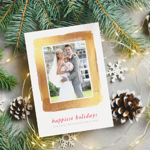 Cartes Pour Fêtes Annuelles BRUSHÉ GOLD FRAME photo moderne simple minimal