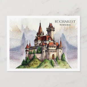Cartes Pour Fêtes Annuelles Bucarest Roumanie Art aquarelle de la vieille vi