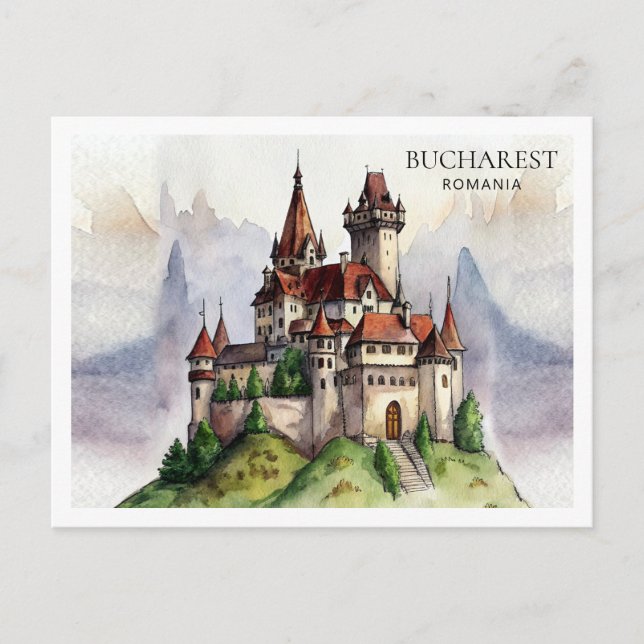 Cartes Pour Fêtes Annuelles Bucarest Roumanie | L'art de l'aquarelle de la vie (Devant)