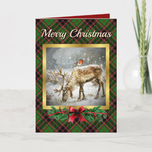 Cartes Pour Fêtes Annuelles Buchan Stag & Robin Tartan Personnalisé