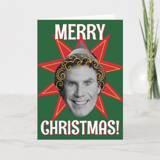 Cartes Pour Fêtes Annuelles Buddy l'Elf | Motif en Étoiles Éclatées (Devant)