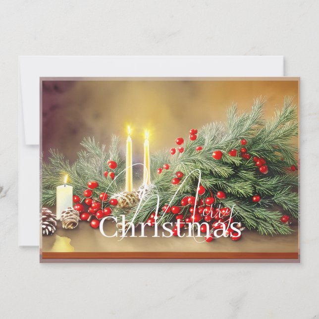 Cartes Pour Fêtes Annuelles Budget de Noël baies de sapin et bougies (Devant)