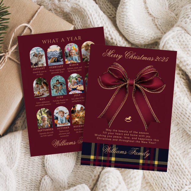 Cartes Pour Fêtes Annuelles Budget Elegant Classic Plaid What A Year Photo (Créateur téléchargé)
