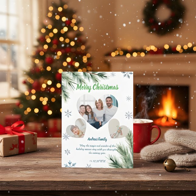 Cartes Pour Fêtes Annuelles Budget Green Christmas 3 Photo Holiday Card (Créateur téléchargé)