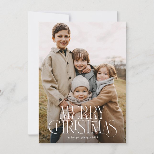 Cartes Pour Fêtes Annuelles Budget Moderne Élégant Joyeux Noël Trois photos (Devant)