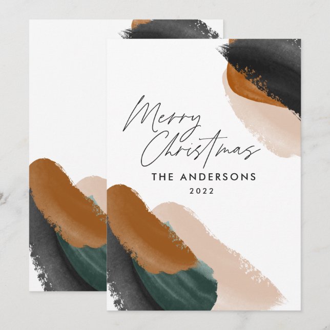 Cartes Pour Fêtes Annuelles budget vert terracotta moderne minimal aquarelle (Devant / Derrière)