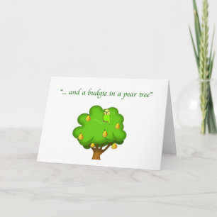 Cartes Pour Fêtes Annuelles Budgie dans un arbre à poires