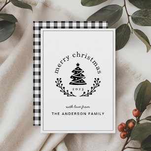 Cartes Pour Fêtes Annuelles Buffalo Check Christmas Tree Globe Joyeux Noël