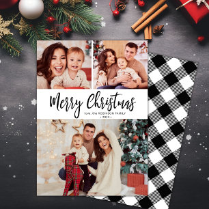 Cartes Pour Fêtes Annuelles Buffalo noir blanc Plaid Multi Photo Noël