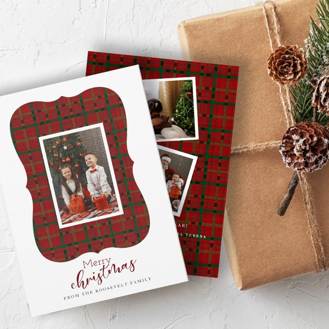 Cartes Pour Fêtes Annuelles Buffalo Plaid 3 Photo Joyeux Noël Voiture de Noël (Créateur téléchargé)