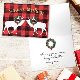 Cartes Pour Fêtes Annuelles Buffalo Plaid Elk Christmas Wreath Custom
