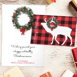 Cartes Pour Fêtes Annuelles Buffalo Plaid Elk Christmas Wreath Custom
