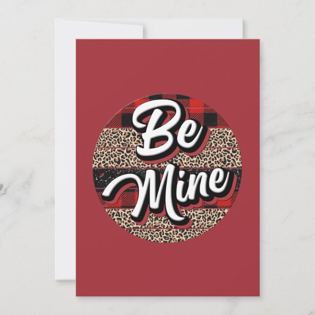 Cartes Pour Fêtes Annuelles Buffalo Plaid Empreinte de léopard Be Mine Valetin (Devant)