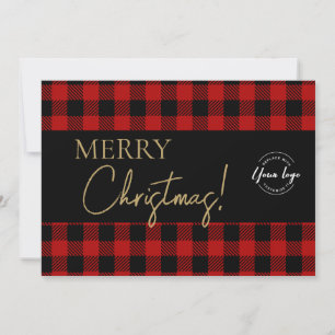 Cartes Pour Fêtes Annuelles Buffalo Plaid Joyeux Noël Entreprise Logo