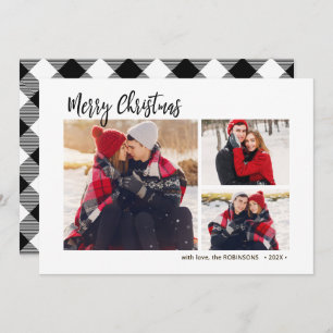Cartes Pour Fêtes Annuelles Buffalo Plaid Rustic 3 Multi Photo Noël